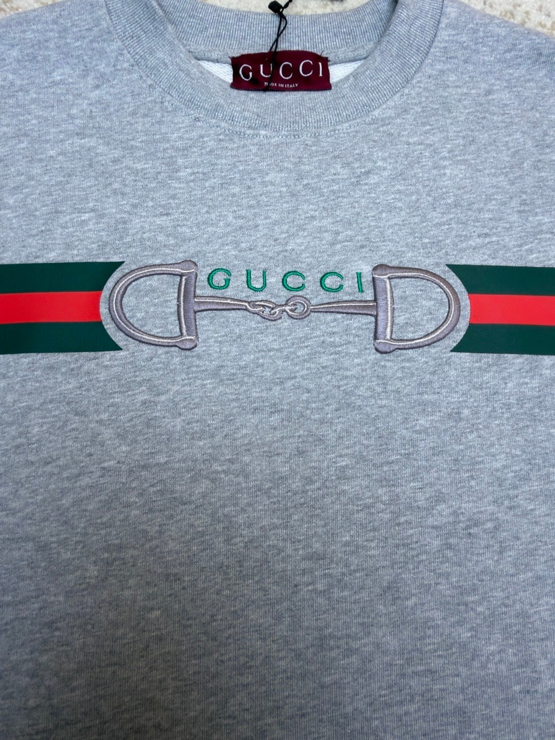 Gucci Cotton Jersey Sweatshirt with Print "Grey"