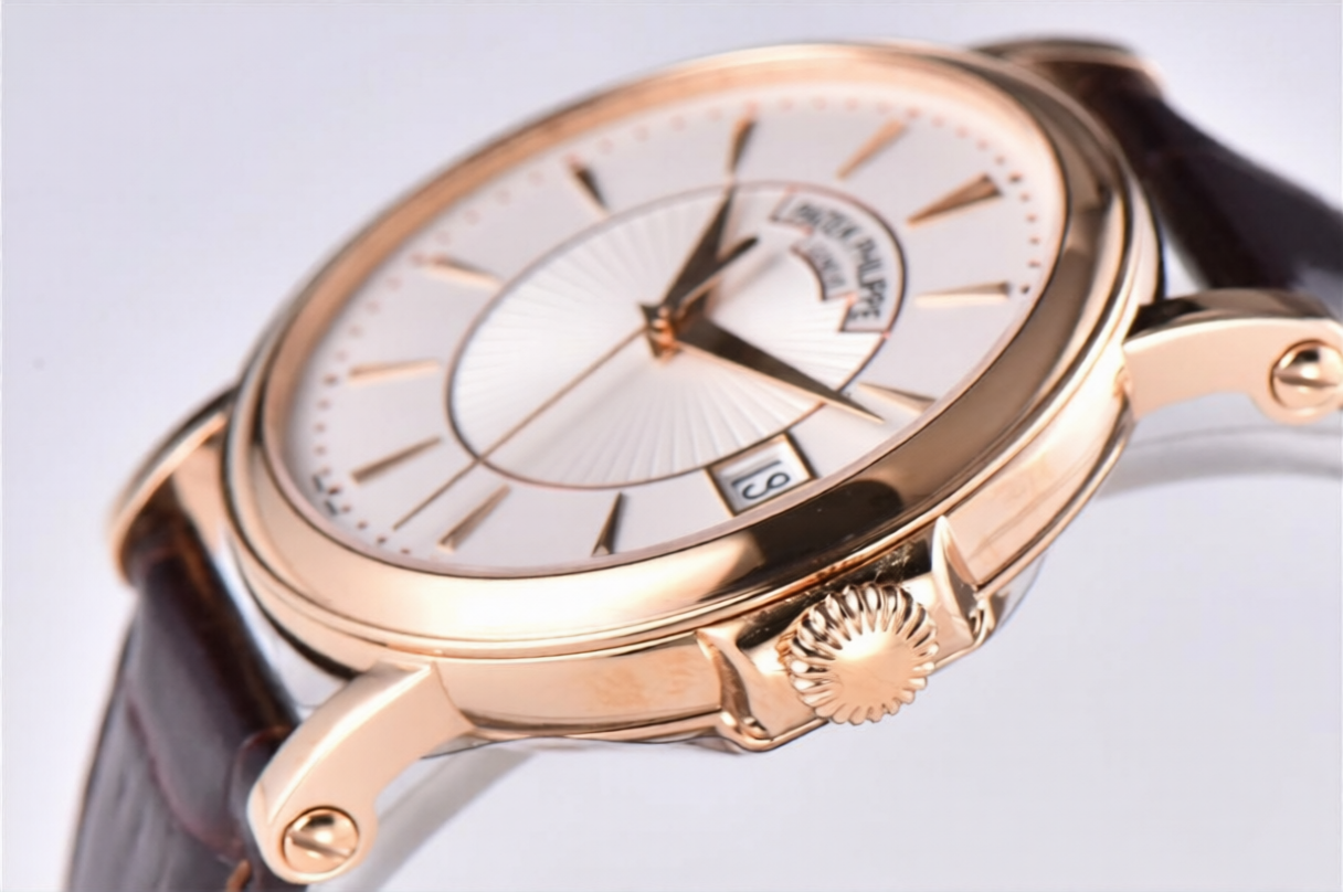 Patek Philippe Calatrava 38mm Rose Gold Brown Leather White Dial
