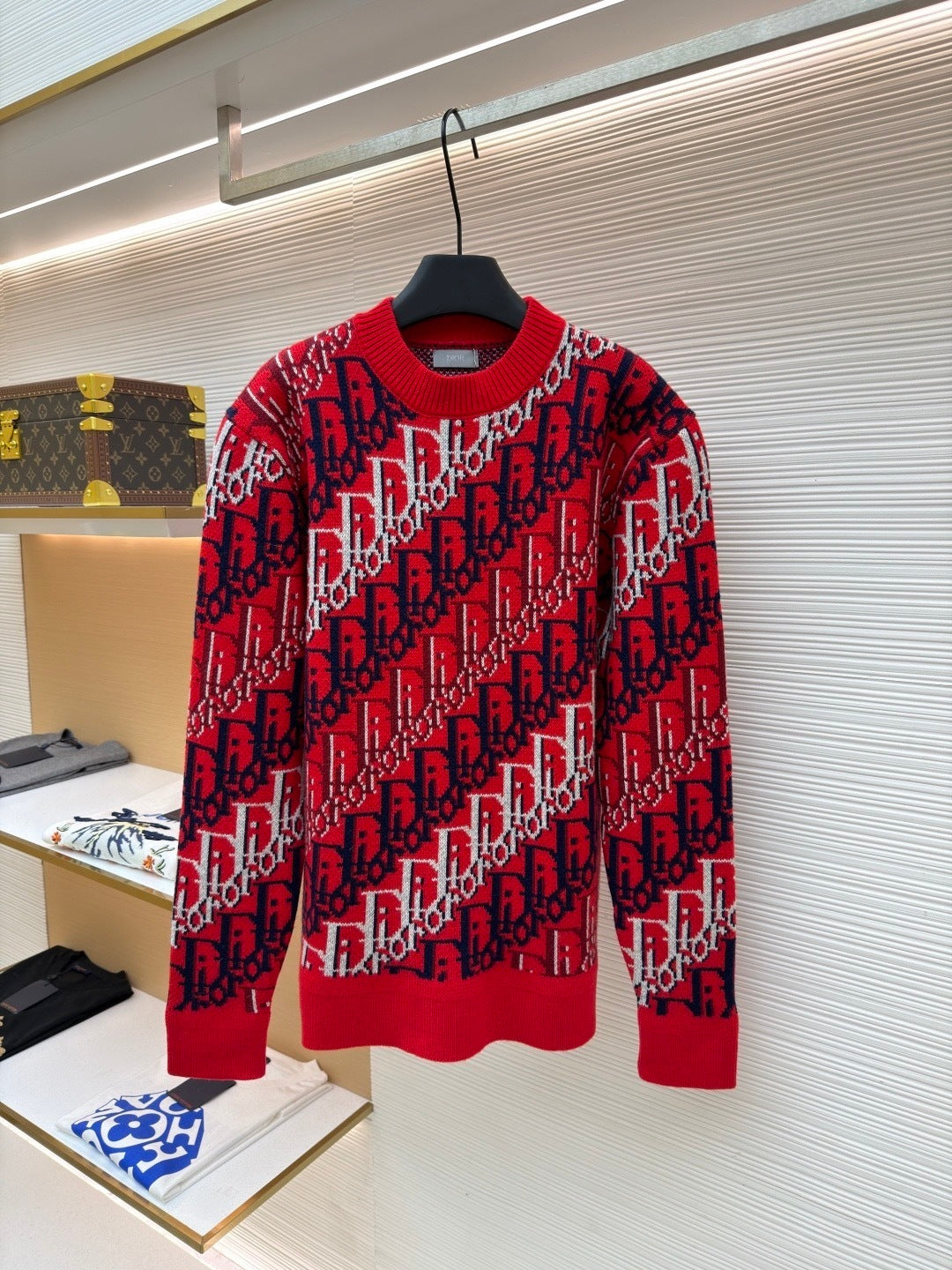 Dior Oblique Sweater "Red Wool Jacquard"
