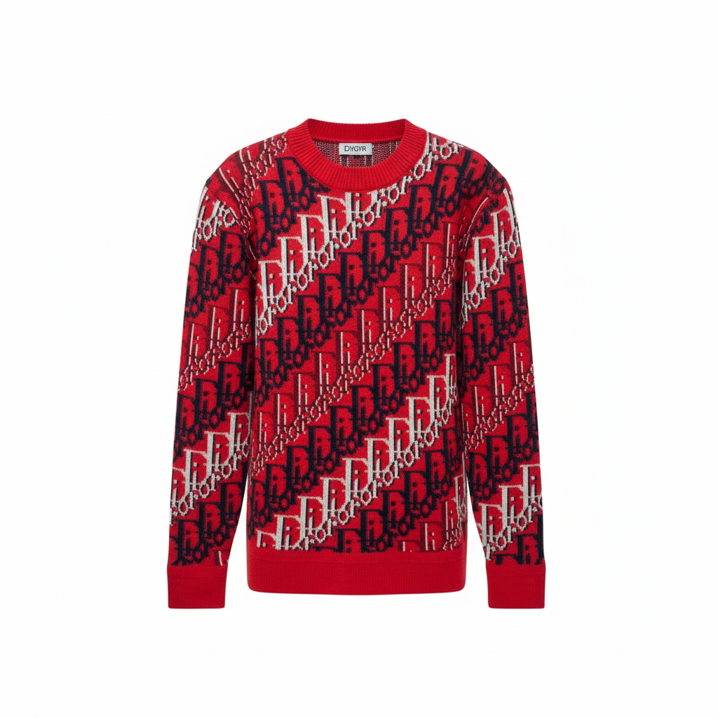 Dior Oblique Sweater "Red Wool Jacquard"