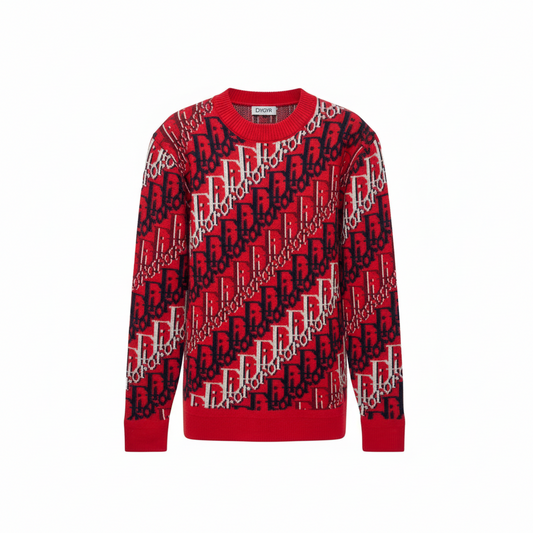 Dior Oblique Sweater "Red Wool Jacquard"