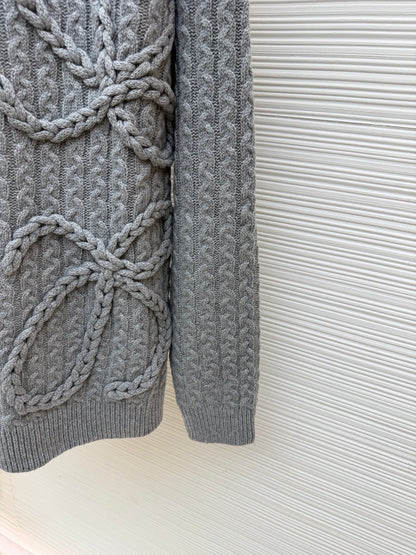 Loewe Cable Knitted Anagram Sweater "Grey"