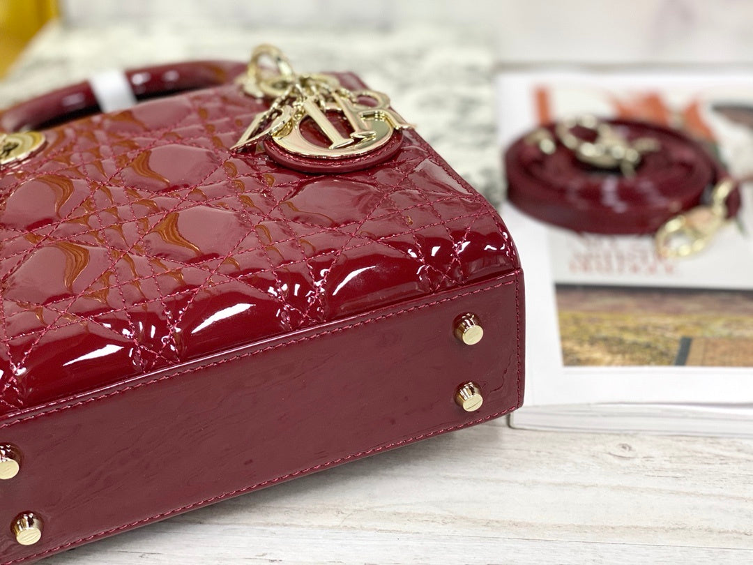 Dior Mini Lady Dior Bag "Cherry Red Patent Cannage Calfskin"