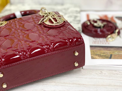 Dior Mini Lady Dior Bag "Cherry Red Patent Cannage Calfskin"