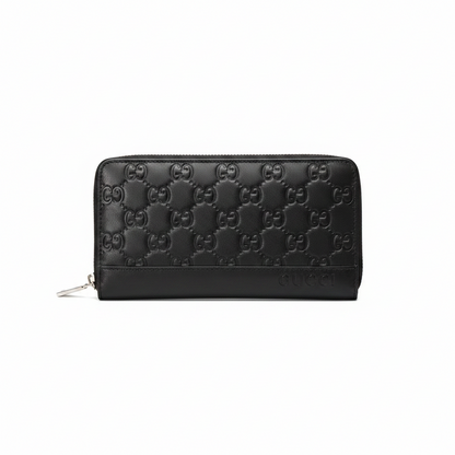 Gucci GG Leather Embossed Zip Around Wallet