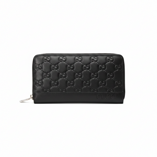 Gucci GG Leather Embossed Zip Around Wallet