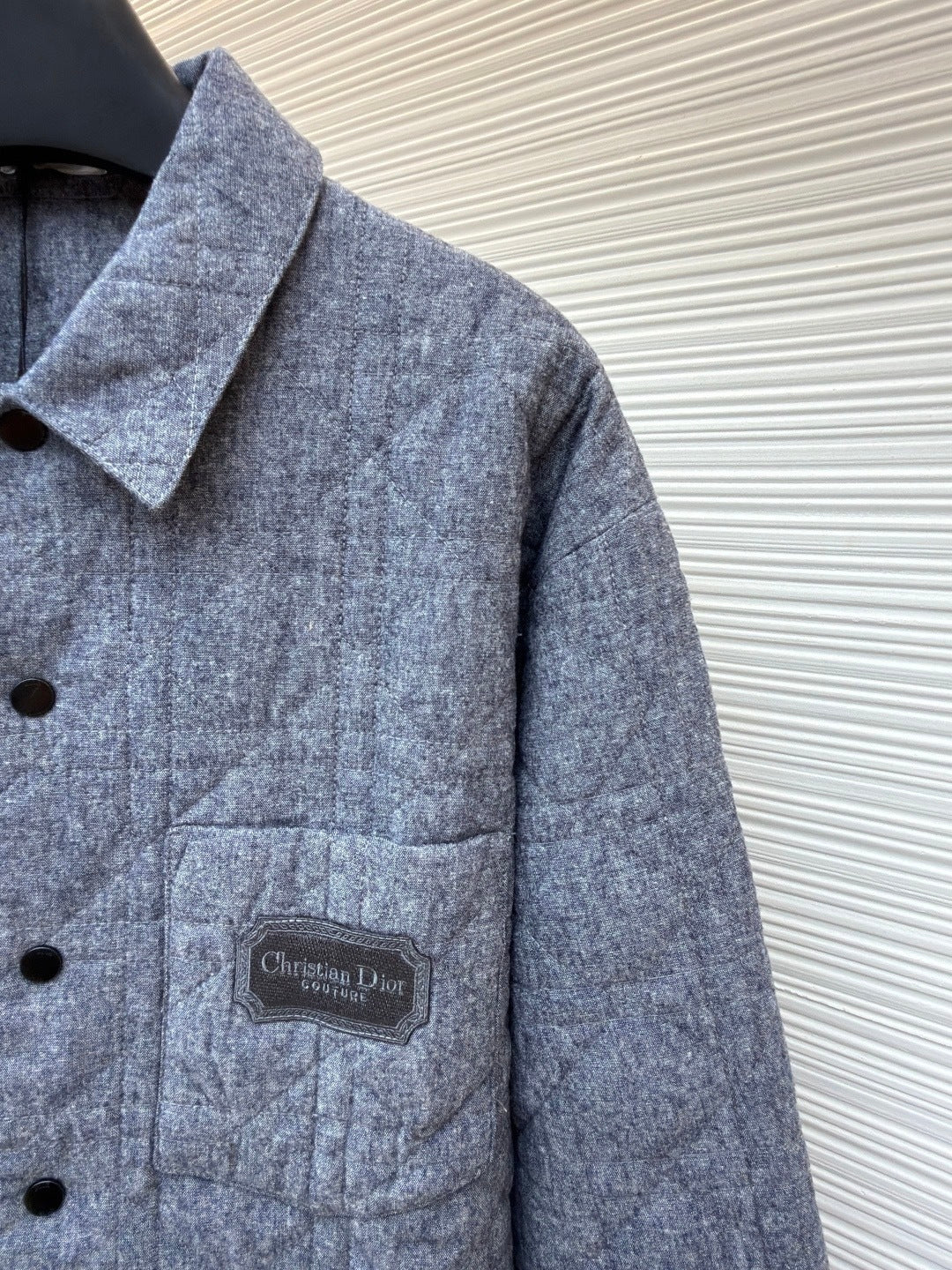 Dior Cannage Overshirt with Christian Dior Couture Embroidery "Gray Cotton Flannel"