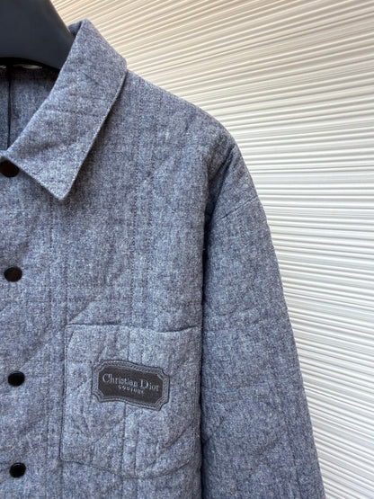 Dior Cannage Overshirt with Christian Dior Couture Embroidery "Gray Cotton Flannel"