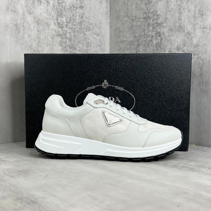 Prada Leather and Re-Nylon Sneakers "White"
