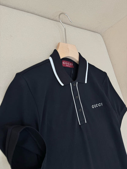 Gucci Cotton Piquet Polo T-Shirt with Embroidery "Black"