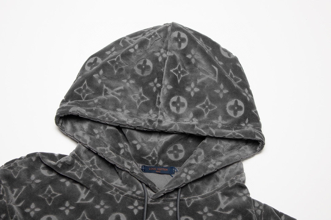 Louis Vuitton Velour Jacquard Hoodie "Grey"