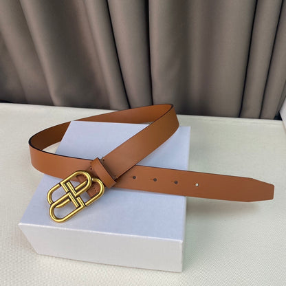 Balenciaga BB Leather Belt "Camel-Gold"