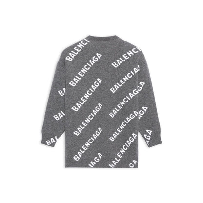 Balenciaga All-Over Logo Sweater "Grey-White"