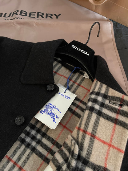 Burberry Wool Overshirt "Black-Sand Beige"