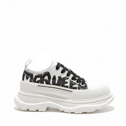 Alexander McQueen Tread Slick Low "White-Black Graffiti Logo"