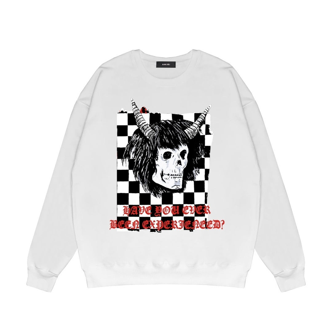 Amiri x Wes Lang Checker Skull Sweatshirt "White"