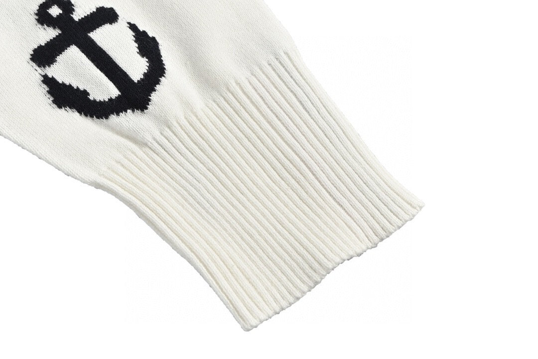 Thom Browne 4-Bar Anchor Print Cardigan "White"