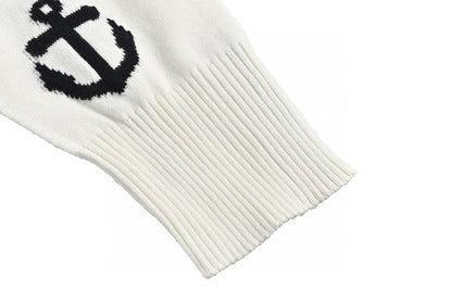 Thom Browne 4-Bar Anchor Print Cardigan "White"