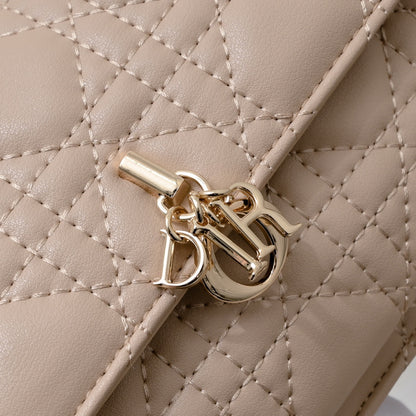 Dior My Dior Daily Pouch with Chain "Powder Beige Cannage Lambskin"