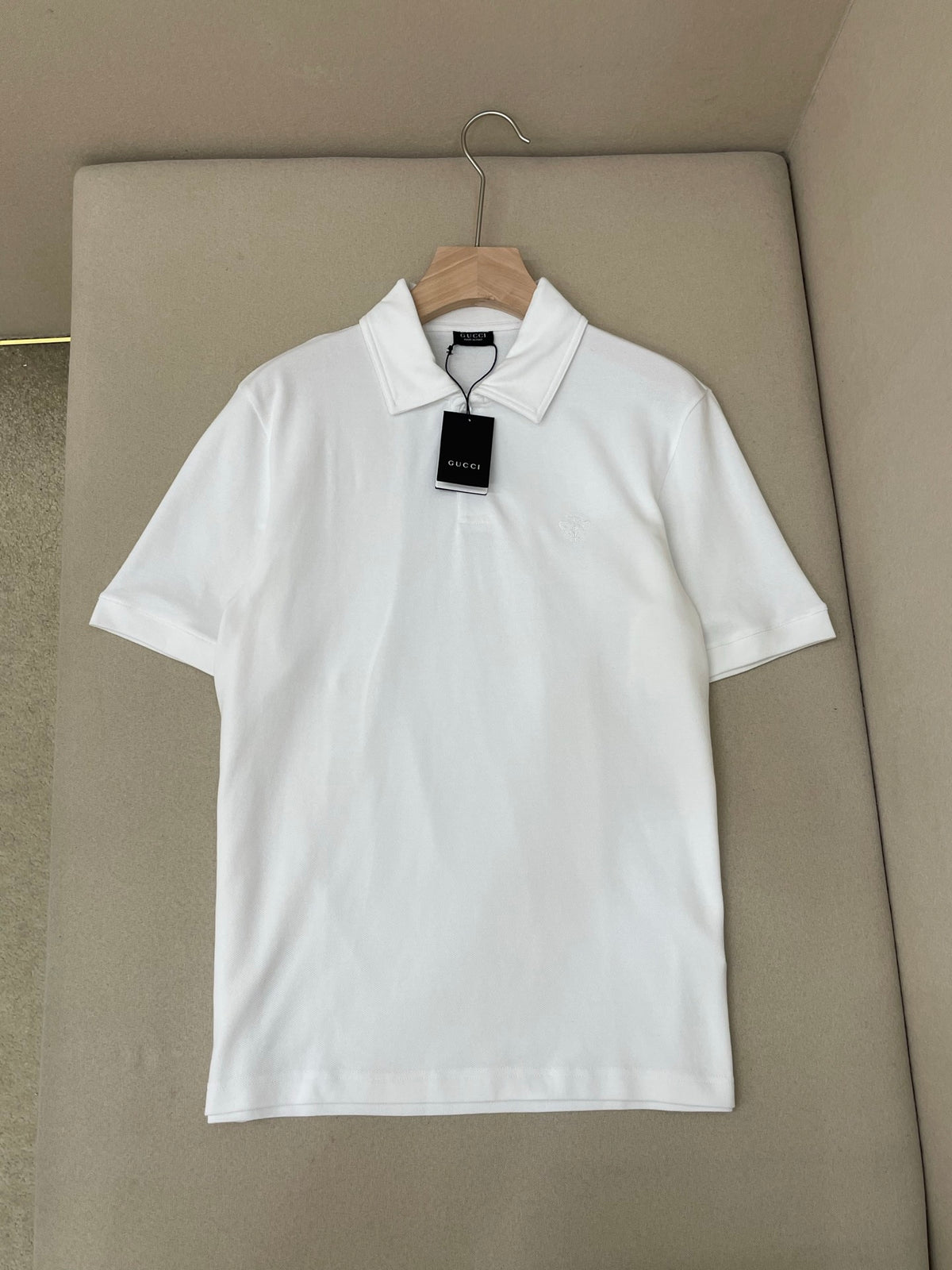 Gucci Cotton Piquet Polo Shirt with Embroidery "White"