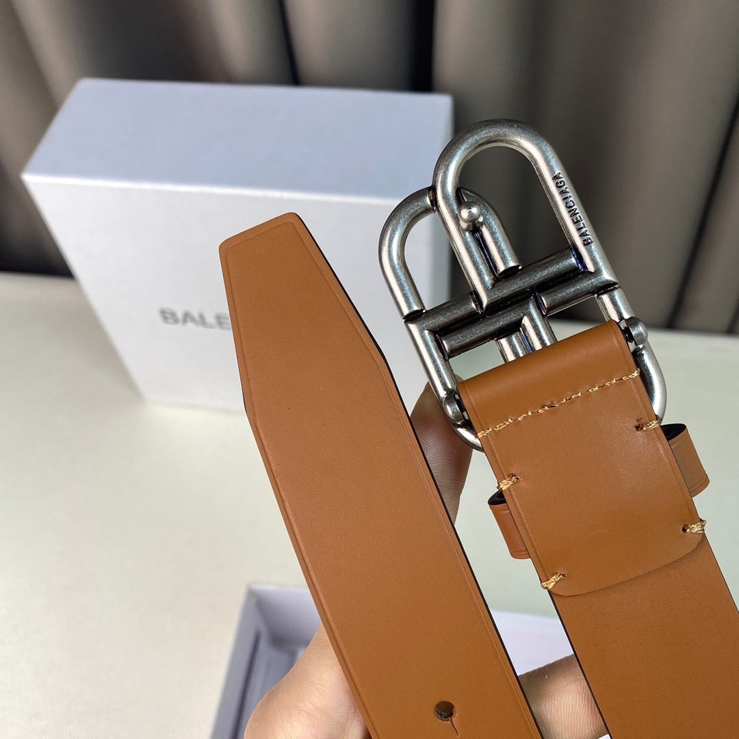 Balenciaga BB Leather Belt "Camel"