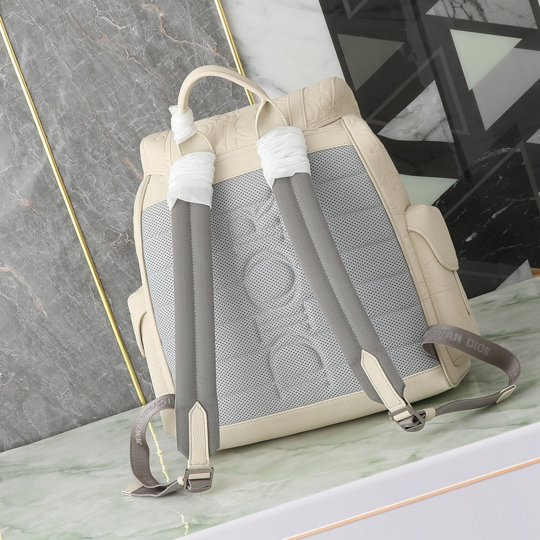 Dior Hit The Road Backpack with Flap "Dior Gravity Leather and Beige Grained Calfskin"