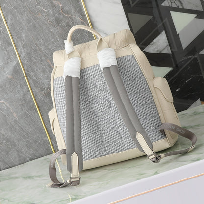 Dior Hit The Road Backpack with Flap "Dior Gravity Leather and Beige Grained Calfskin"