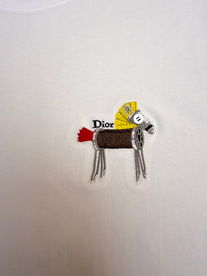 Dior T-Shirt with Horse Embroidery "White Cotton Jersey"