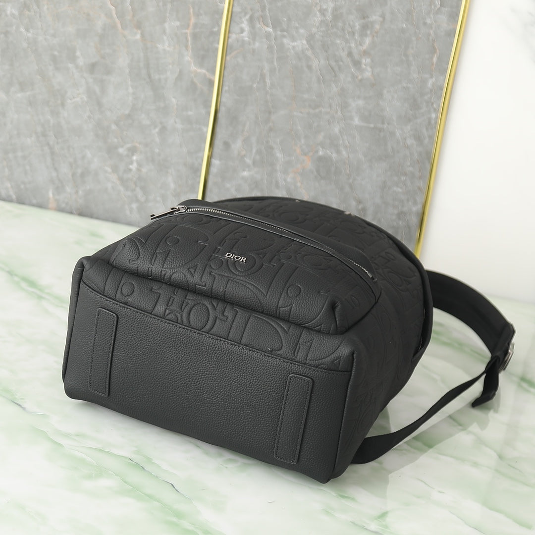 Dior Rider Zipped Backpack "Black Dior Gravity Grained Leather and Black Grained Calfskin"