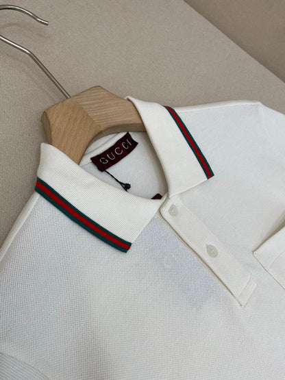 Gucci Cotton Polo T-Shirt with Embroidery "White"
