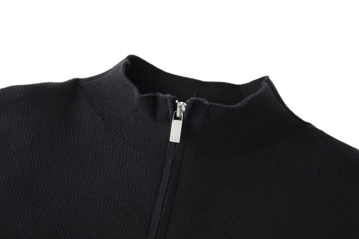 Dior Zipped Cardigan with Dior Embroidery "Black Wool Interlock"