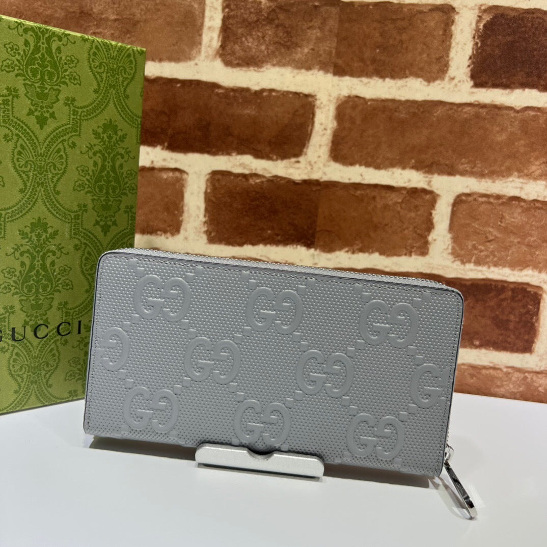 Gucci Textured Leather GG Embossed Long Wallet