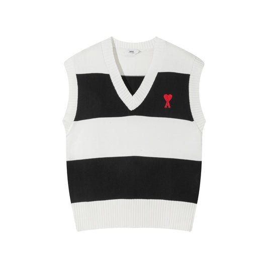 Ami Paris Sweater Vest "White-Black"