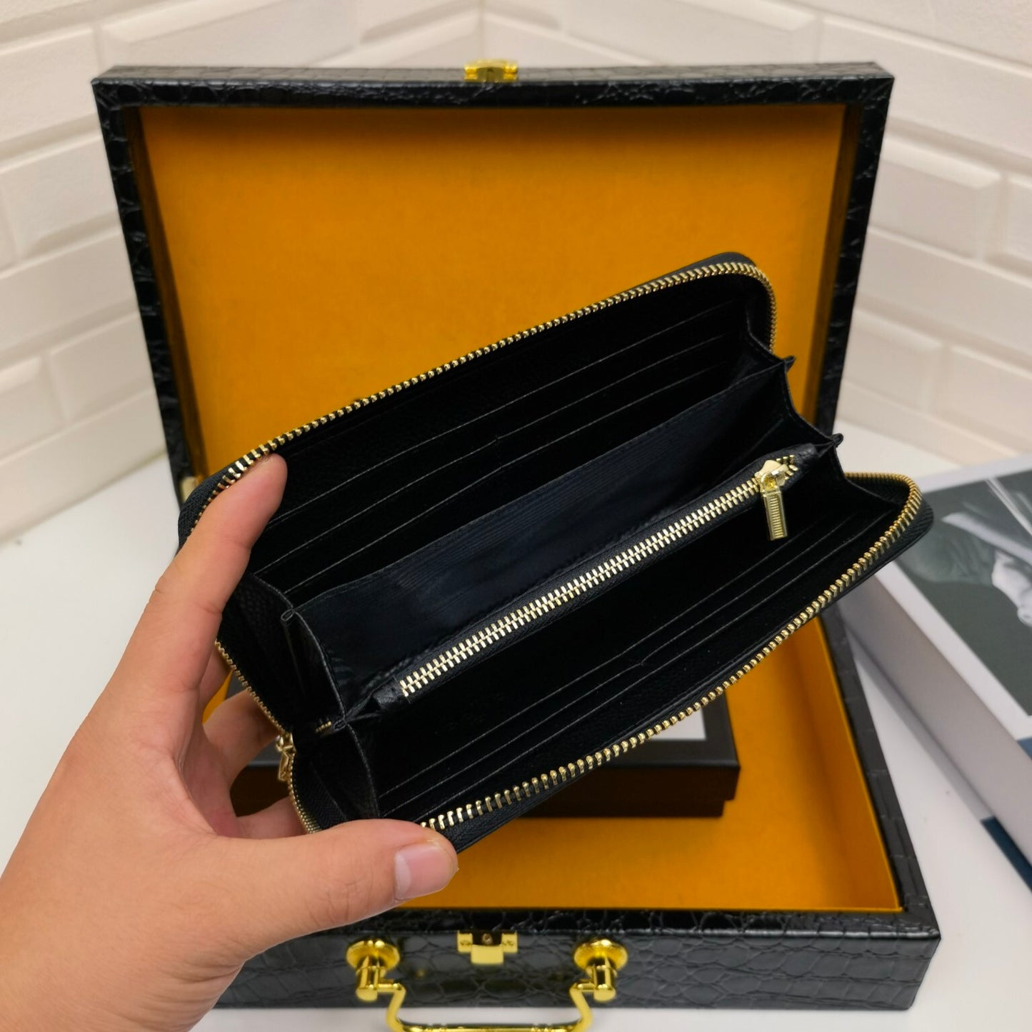 Gucci Print Zip Around Wallet