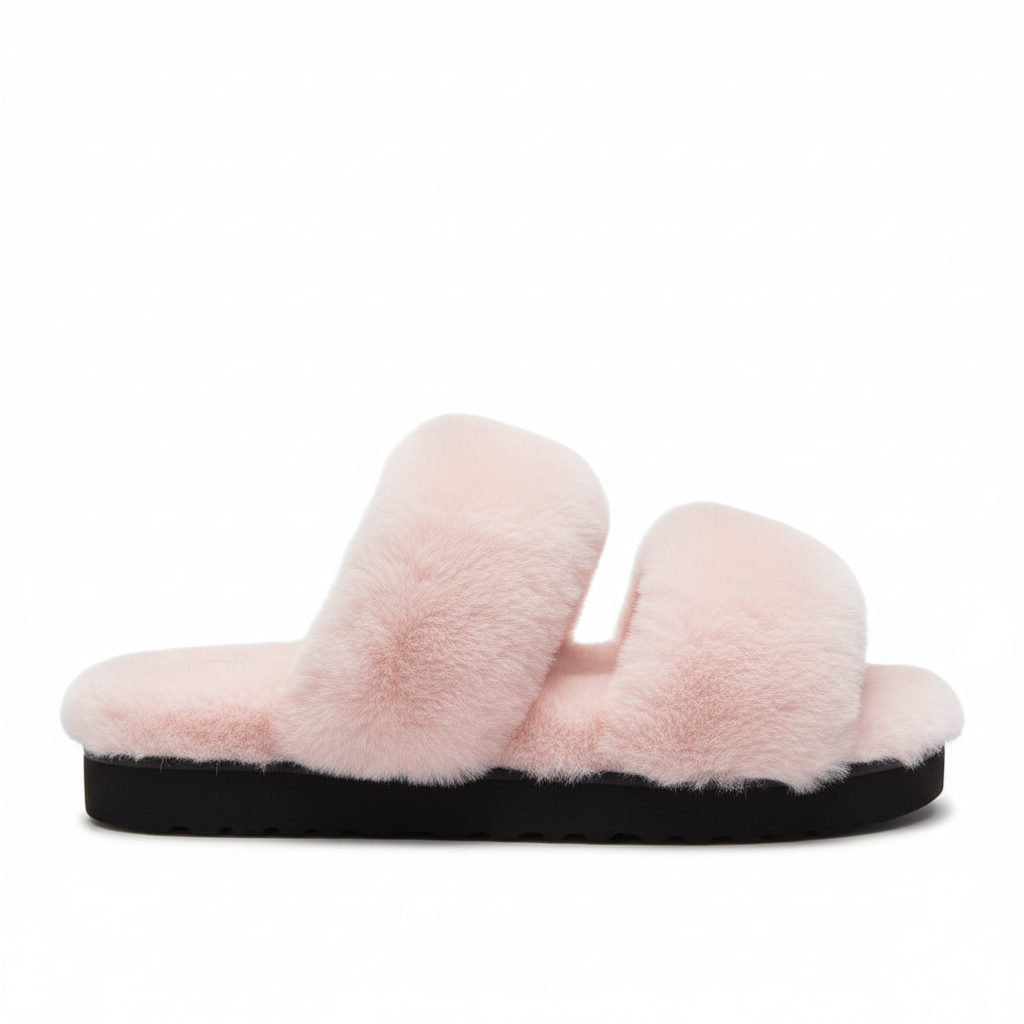 Louis Vuitton Sunset Comfort Nude Shearling Flat Mules "Pink"