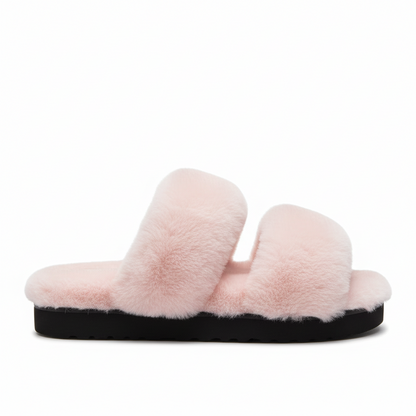 Louis Vuitton Sunset Comfort Nude Shearling Flat Mules "Pink"
