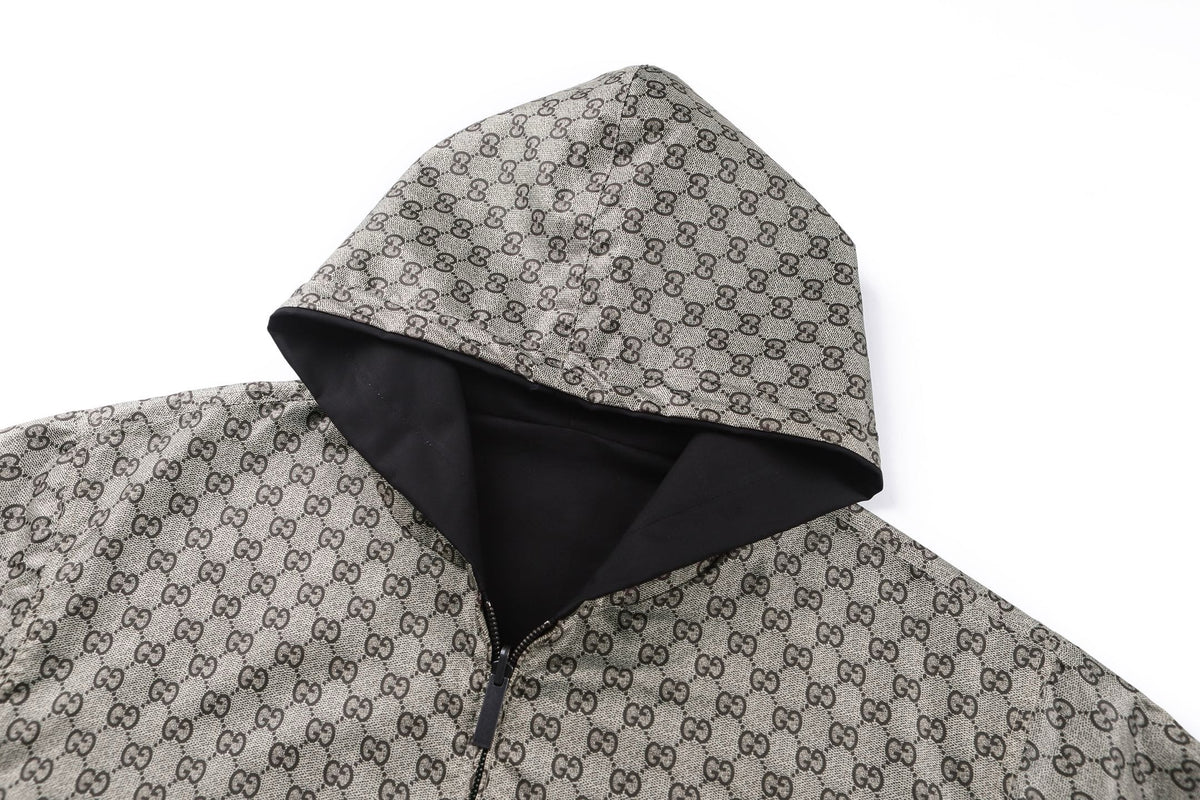 Gucci Reversible Cotton Canvas Zip Jacket Black Compact Cotton Canvas" and "GG nylon"