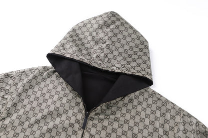 Gucci Reversible Cotton Canvas Zip Jacket Black Compact Cotton Canvas" and "GG nylon"