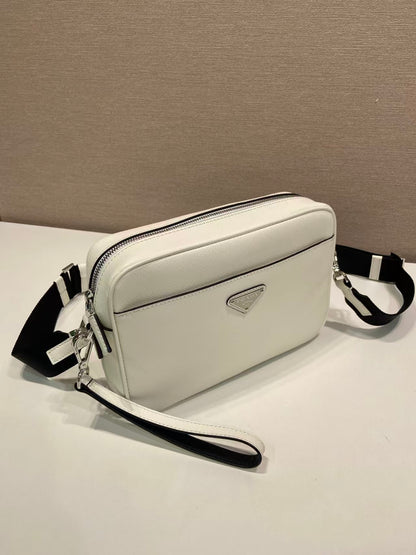 Prada Saffiano Leather Shoulder Bag "Chalk White"