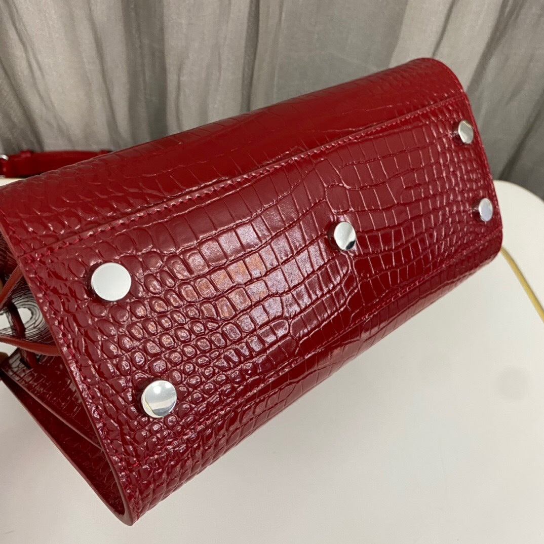 Saint Laurent Sac De Jour in Crocodile-Embossed Leather-Nano