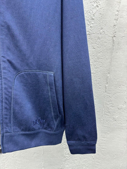Dior Hooded Track Jacket "Navy Blue Cotton and Cashmere Knit"