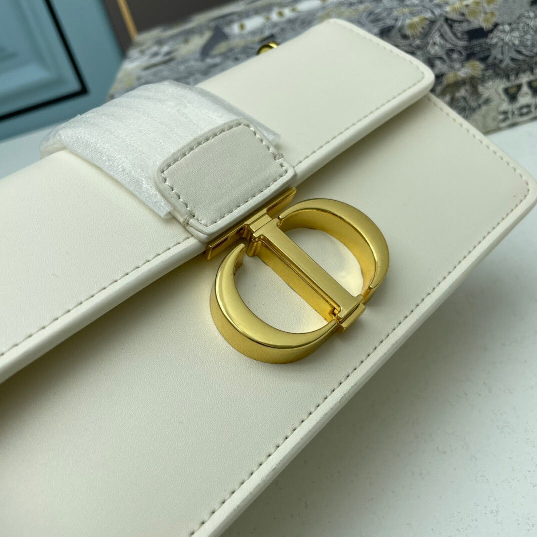 Dior 30 Montaigne East-West Bag with Chain "Latte Calfskin"