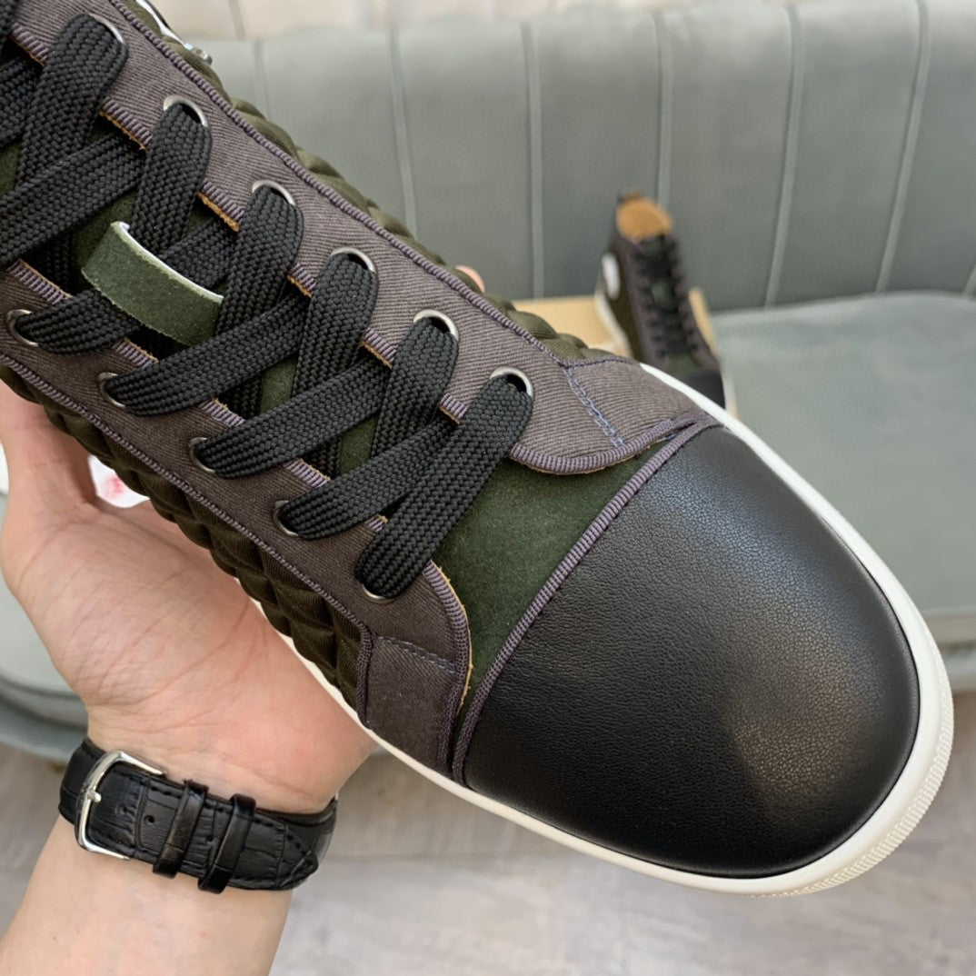 Christian Louboutin High Top Louis Spikes "Green-Black"