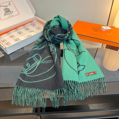 Hermes Casaque Entrelacs Equestres Scarf "Grey-Mint"