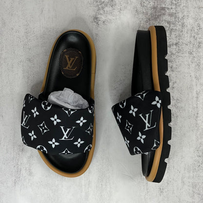 Louis Vuitton Slides "Black-White-Brown"