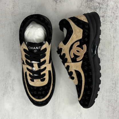 Chanel 22A "Black-Beige All Over Logo"