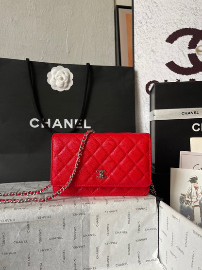Chanel Quilted Caviar Leather Classic Wallet on Chain