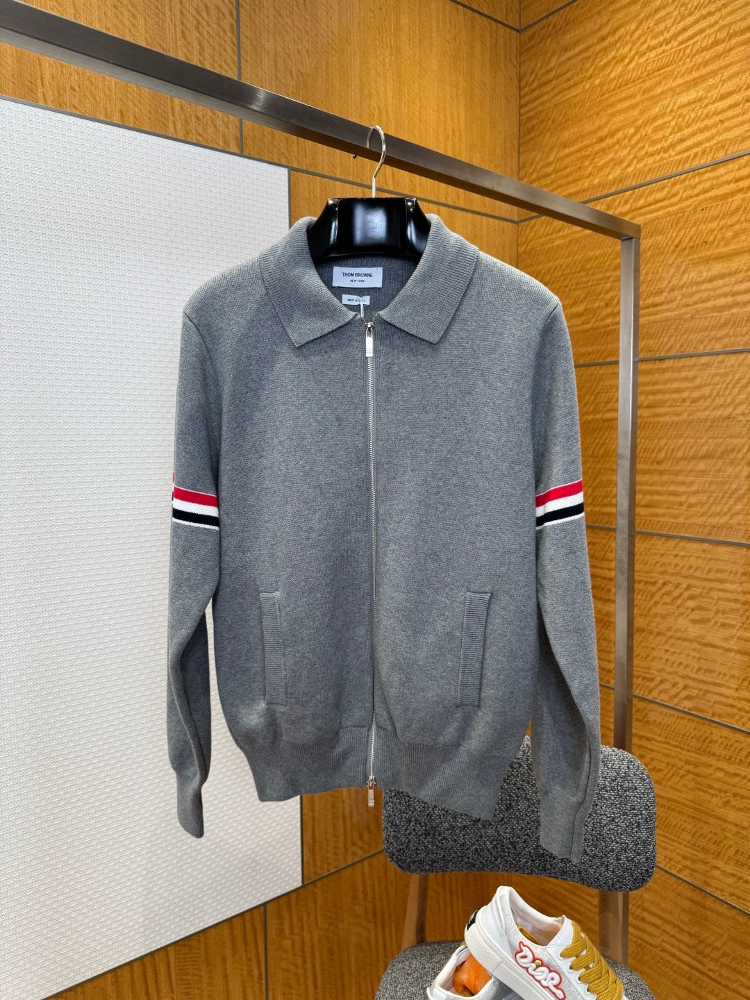 Thom Browne RWB Stripe Zipped Cardigan "Gray"