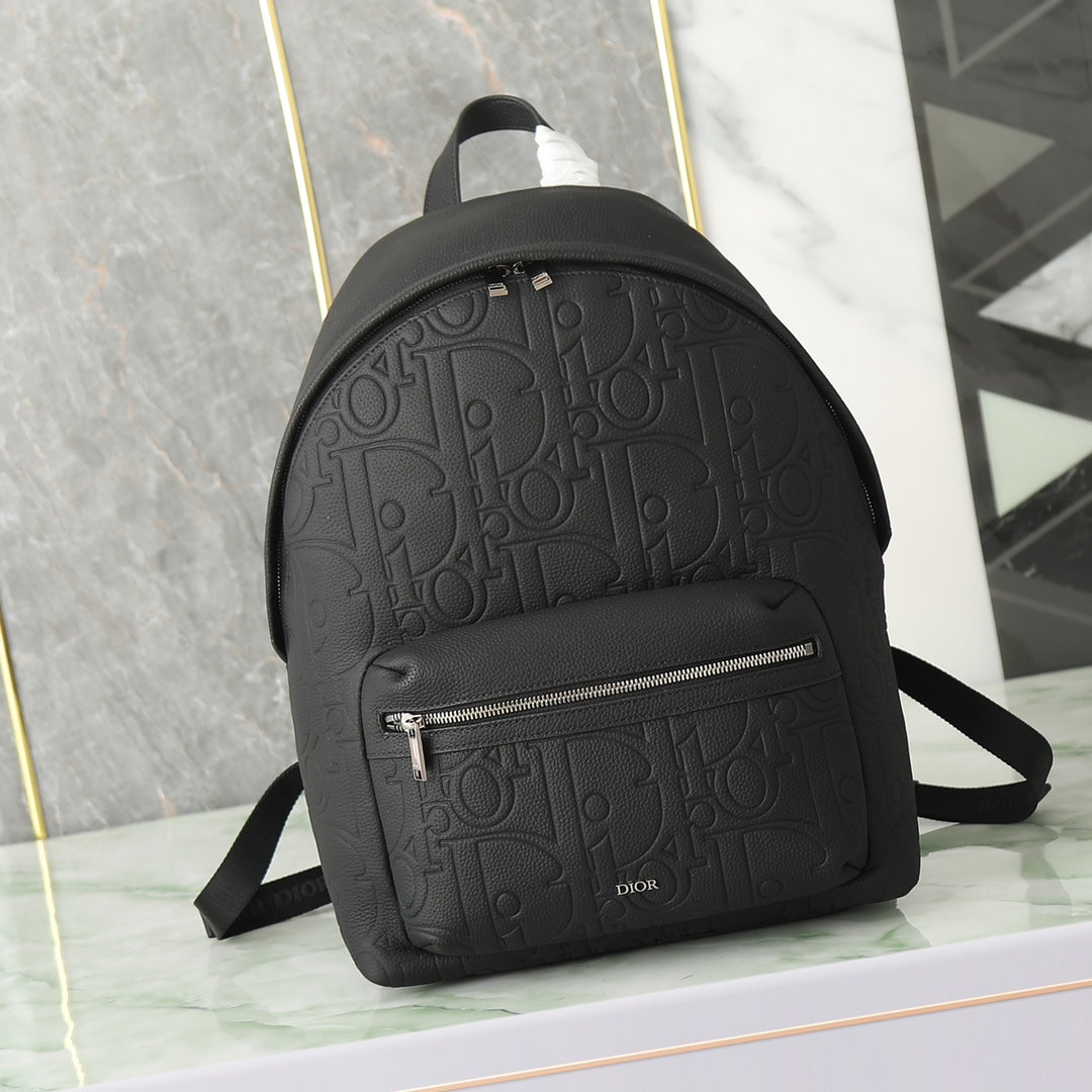 Dior Rider Zipped Backpack "Black Dior Gravity Grained Leather and Black Grained Calfskin"