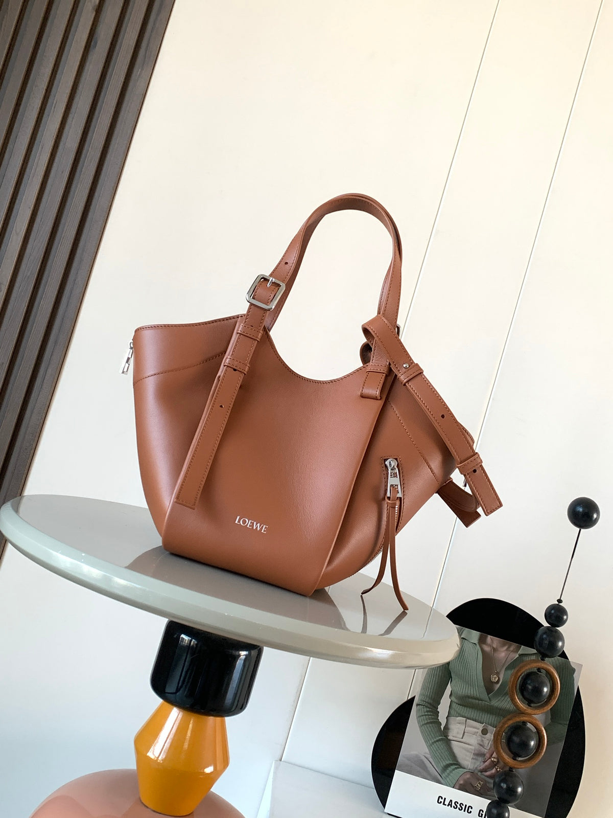 Loewe Hammock Flip Bag in Classic Calfskin "Brown"